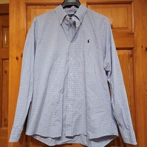 Ralph Lauren Plaid 100% Cotton Stretch Button Down Shirt, XL